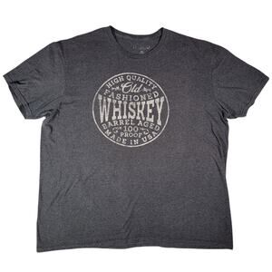 Hybrid Mens Old Fashioned Whiskey Graphic T-Shirt Blue Size 2XL Distressed Tee